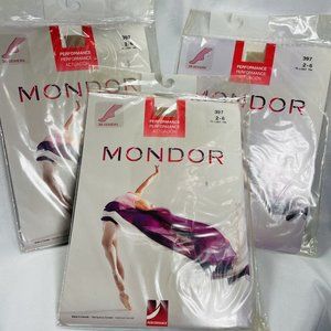 3 Packs MONDOR Dancewear 397 Dance Tights Child Size 2-6 Footed Light Tan